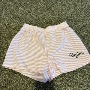 Ron Jon Women's Pink and White Striped Athletic Shorts